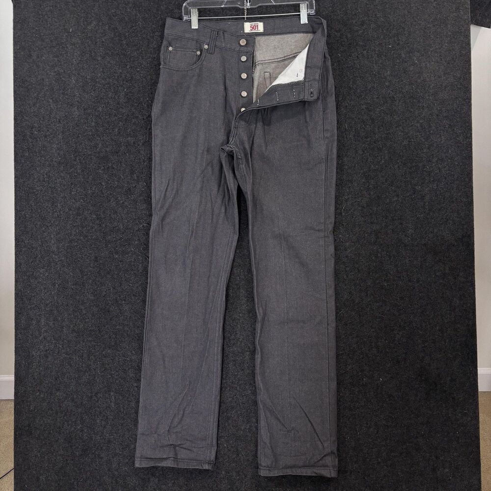 Levis 501 Jeans Men's 30x34 Gray Raw Button Fly Regular Fit Denim Pants Straight